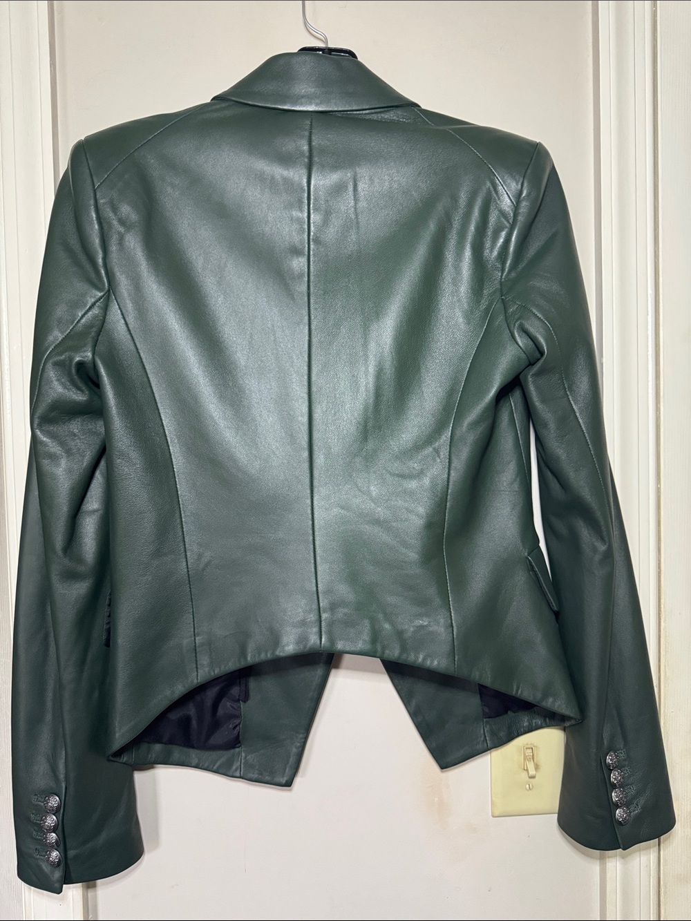 Veronica Beard Cooke Leather Dickey Jacket Dark Green size 6 - Picture 8 of 17
